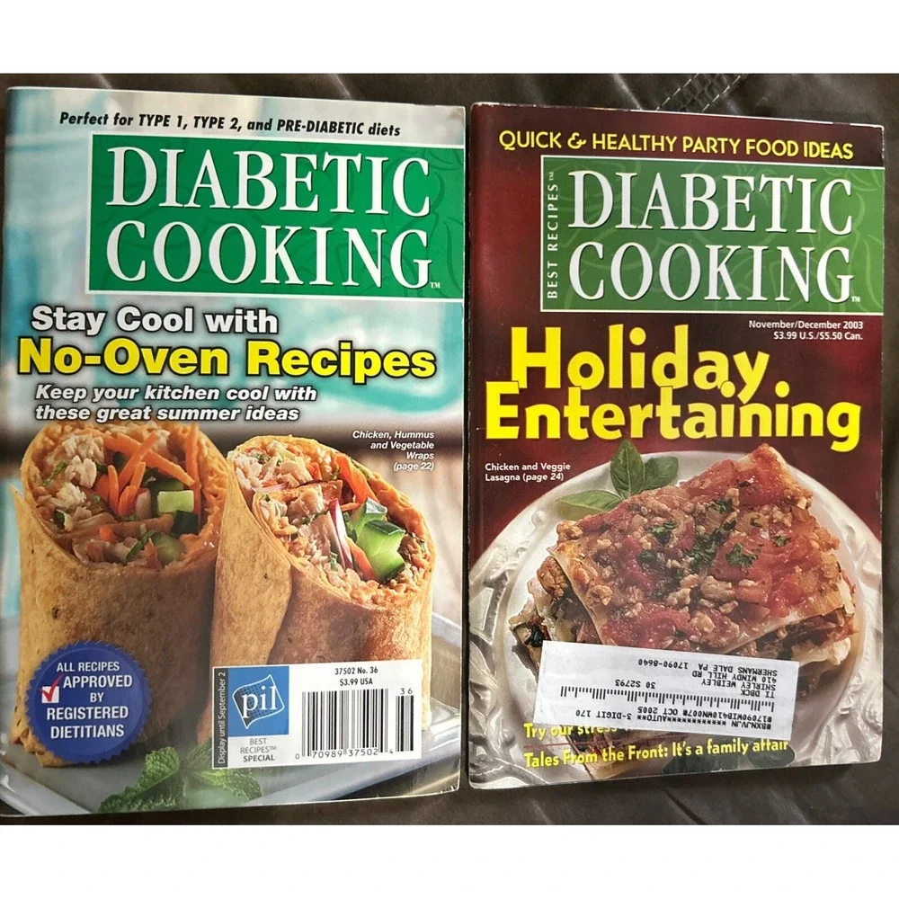 SET OF‎ 2 Diabetic Cooking Paperback Cookbooks, 2008 & 2003